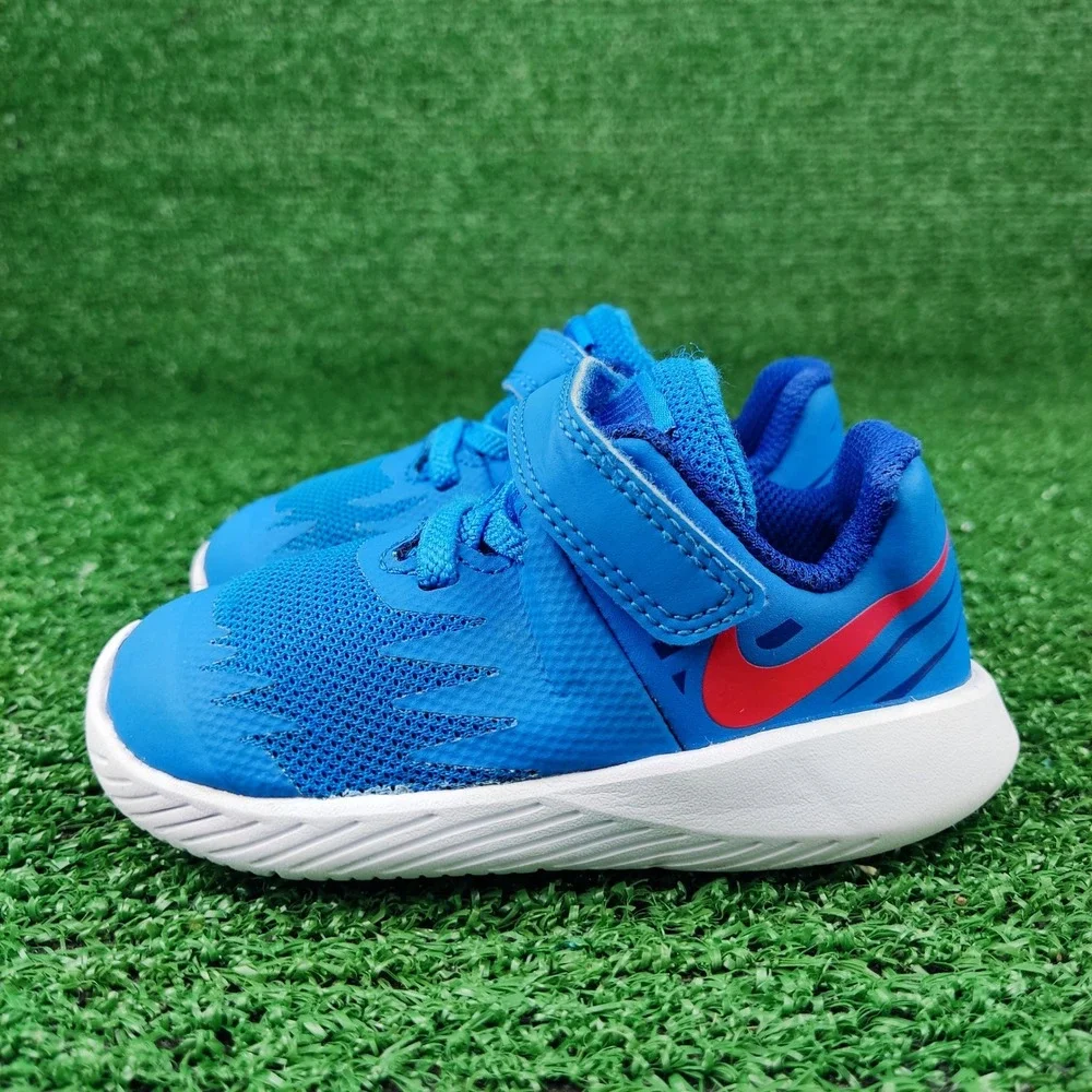 Nike Sneakers Kids 5C Blue Star Runner 2 AT5299-408 Hook Loop Athletic Shoes